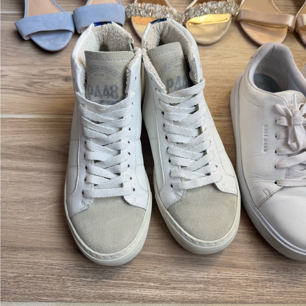 P448 White and Gray High-Top Sneakers